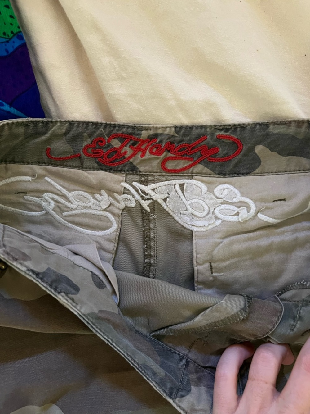 Vintage Ed Hardy Green Camo Cargo Mini Skirt - Picture 5 of 6